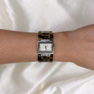 Vintage Vera Bradley Rectangular Face Watch With Tortoise Shell Pattern Bracelet
